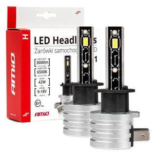 Apgaismojums LED // Auto spuldzes // Żarówki samochodowe led seria h-mini h1 6500k canbus amio-03329