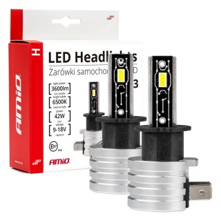 Apgaismojums LED // Auto spuldzes // Żarówki samochodowe led seria h-mini h3 6500k canbus amio-03330