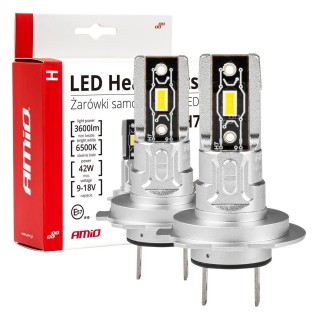 Apgaismojums LED // Auto spuldzes // Żarówki samochodowe led seria h-mini h7 h18 6500k canbus amio-03332