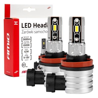LED valgustus // Light bulbs for CARS // Żarówki samochodowe led seria h-mini h8 h9 h11 h16 6500k canbus amio-03333