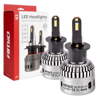 LED-valaistus // Light bulbs for CARS // Żarówki samochodowe led seria k3 h3 12v 6000k canbus amio-03681