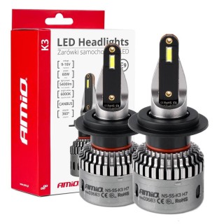 LED valgustus // Light bulbs for CARS // Żarówki samochodowe led seria k3 h7/h18 12v 6000k canbus amio-03683