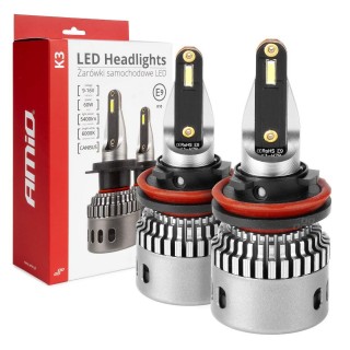 LED valgustus // Light bulbs for CARS // Żarówki samochodowe led seria k3 h8 h9 h11 h16 12v 6000k canbus amio-03686