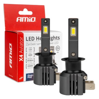 LED Lighting // Light bulbs for CARS // Żarówki samochodowe led seria x4 aviator h1 6500k canbus amio-03761