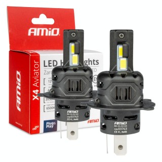 LED Lighting // Light bulbs for CARS // Żarówki samochodowe led seria x4 aviator h4/h19 6500k canbus amio-03763
