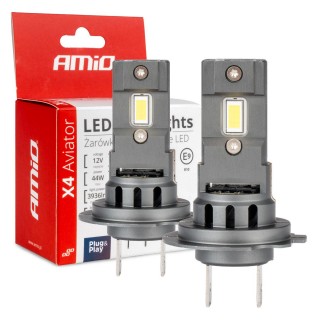 LED valgustus // Light bulbs for CARS // Żarówki samochodowe led seria x4 aviator h7/h18 6500k canbus amio-03764