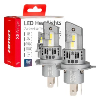 LED Lighting // Light bulbs for CARS // Żarówki samochodowe led seria x5 winger h4 6000k canbus amio-03945
