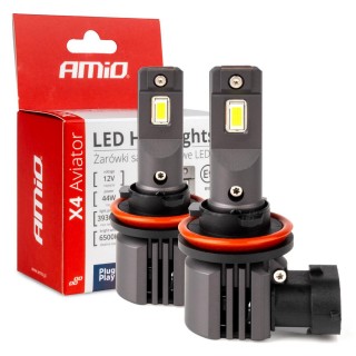 LED valgustus // Light bulbs for CARS // Żarówki samochodowe led seria x4 aviator h8 h9 h11 h16 6500k canbus amio-03765