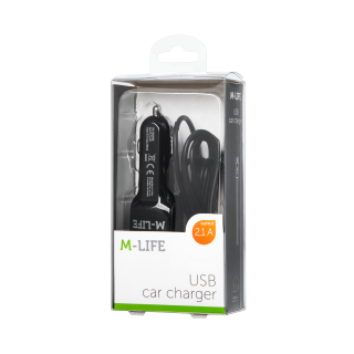 Mobiiltelefonid ja tarvikud // Car chargers // Ładowarka samochodowa M-Life do Apple iPhone, iPad + USB 2100 mA