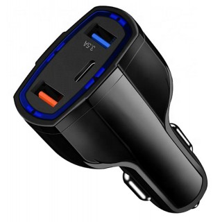 Mobilie Telefoni un aksesuāri // Car chargers // PLS34E Ładowarka sam. qc 3.0 typ-c 2xusb