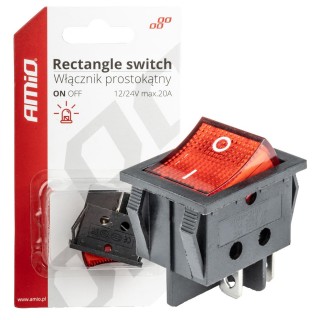 Electric Materials // Сlearance sale // Włącznik czerwonym prostokątny 12v 230v podświetlany bu02 amio-03613