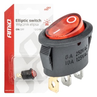 Elektrimaterjalid // xLG_unsorted // Włącznik przełącznik czerwonym owalny 12v 230v podświetlany bu01 amio-03612