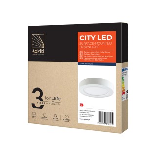LED Lighting // New Arrival // CITY LED 18W, oprawa downlight, natynkowa, okrągła, 1500lm, 3000K, biała, wbudowany zasilacz LED