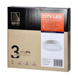 Apgaismojums LED // New Arrival // CITY LED 18W, oprawa downlight, natynkowa, okrągła, 1600lm, 4000K, biała, wbudowany zasilacz LED