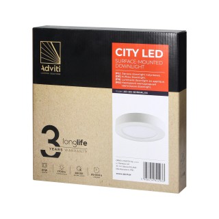 Apgaismojums LED // New Arrival // CITY LED 20W, oprawa downlight, natynkowa, okrągła, 1700lm, 4000K, biała, wbudowany zasilacz LED