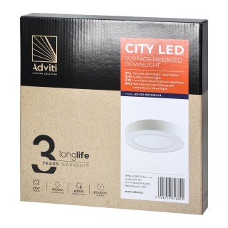 LED Lighting // New Arrival // CITY LED 24W, oprawa downlight, natynkowa, okrągła, 2000lm, 4000K, biała, wbudowany zasilacz LED