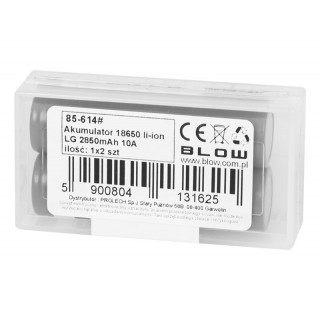 Baterijas, akumulatori, barošanas bloki un adapteri // Baterijas un lādētāji uz pasūtījumu // 85-614# Akumulator 18650 li-ion lg 2850 10a 2szt 3,6v + box na dwa akumulatory