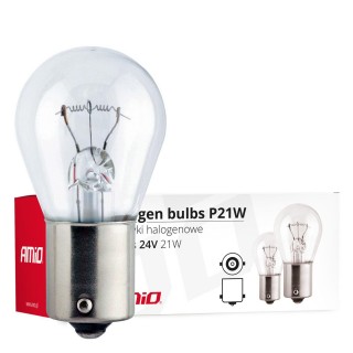 LED-valaistus // Light bulbs for CARS // Żarówki halogenowe p21w ba15s 24v 10 szt. (e8) amio-01006
