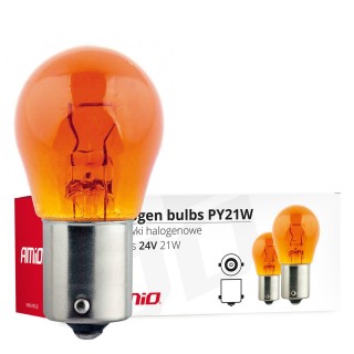 LED valgustus // Light bulbs for CARS // Żarówki halogenowe py21w ba15s 24v 21w amber 10 szt. (e8) amio-01005