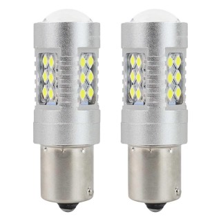 LED valgustus // Light bulbs for CARS // Żarówki led canbus 3030 24smd ba15s p21w white 12v 24v amio-01445