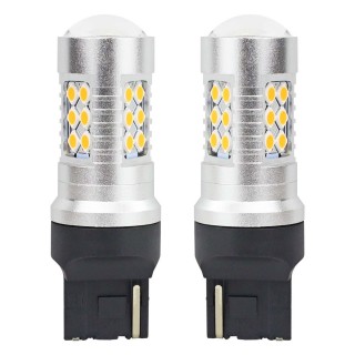 LED-valaistus // Light bulbs for CARS // Żarówki led canbus 3030 24smd t20 wy21w pomarańczowa amber 12v 24v amio-02393