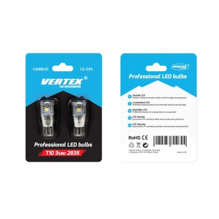 LED-valaistus // Light bulbs for CARS // Żarówki led canbus 3smd 2835 t10e w5w alu white 12v 24v amio-01637