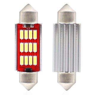 LED-valaistus // Light bulbs for CARS // Żarówki led canbus 4014 12smd festoon c5w c10w c3w 36mm white 12v 24v amio-01289