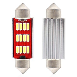 LED valgustus // Light bulbs for CARS // Żarówki led canbus 4014 12smd festoon c5w c10w c3w 41mm white 12v 24v amio-01291