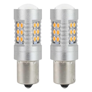 LED valgustus // Light bulbs for CARS // Żarówki led canbus bau15s py21w pomarańczowa amber 12v 24v amio-02580