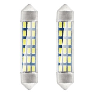 LED apšvietimas // Lemputės AUTOMOBILIMS // Żarówki led standard 3014 18smd festoon c5w c10w c3w 41mm white 12v amio-01092