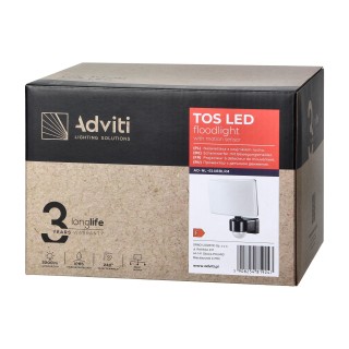 LED Lighting // New Arrival // TOS LED 30W naświetlacz ogrodowy z PIR, 2200lm, IP65, 4000K, PC, czarny