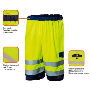 Shoes, clothes for Work | Personal protective equipment // Work, protective, High-visibility clothes // Krótkie spodenki ostrzegawcze, żółte, siatkowe, rozmiar S