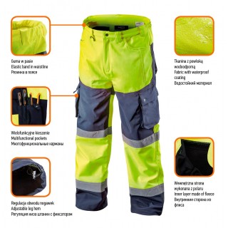 Shoes, clothes for Work | Personal protective equipment // Work, protective, High-visibility clothes // Spodnie robocze ostrzegawcze softshell, żółte, rozmiar XXXL