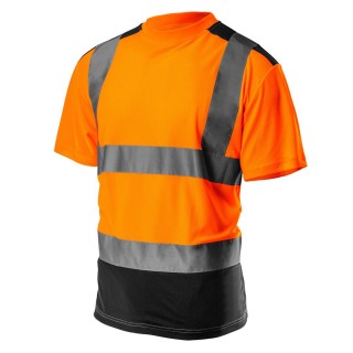 Töö-, kaitse-, kõrgnähtavusega riided // T-shirt ostrzegawczy, ciemny dół, pomarańczowy, rozmiar S