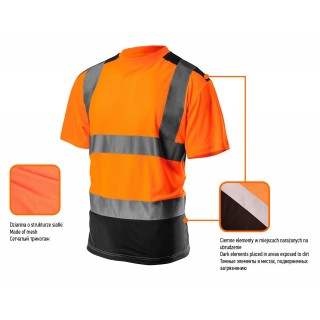 Töö-, kaitse-, kõrgnähtavusega riided // T-shirt ostrzegawczy, ciemny dół, pomarańczowy, rozmiar S
