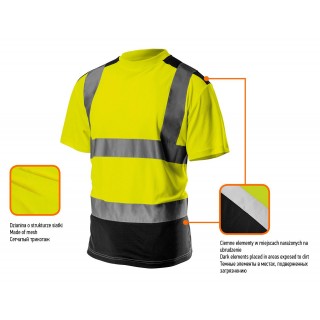 Töö-, kaitse-, kõrgnähtavusega riided // T-shirt ostrzegawczy, ciemny dół, żółty, rozmiar S