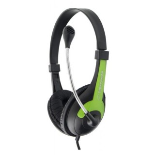 Headphones // Headphones On-Ear // EH158G Słuchawki z mikrofonem Rooster  zielone Esperanza