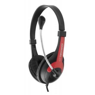 Kuulokkeet // Headphones On-Ear // EH158R Słuchawki z mikrofonem Rooster  czerwone Esperanza