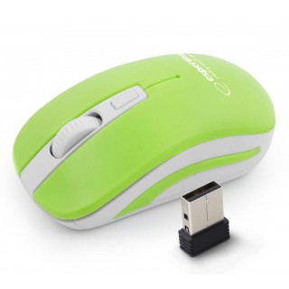 Klaviatūros ir pelės // Pelės // EM126WG Mysz bezprzewodowa 2.4GHz 4D  optyczna USB Uranus zielono-biała