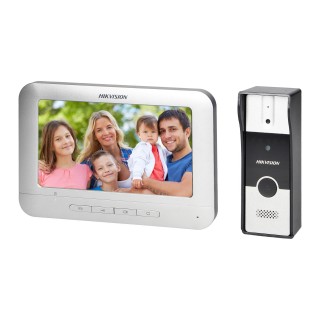 VIDEO-OVIPUHELIN  | Door Bels // VIDEO-OVIPUHELIN HD // HIKVISION DS-KIS202T zestaw wideodomofonowy 4-żyłowy jednorodzinny z monitorem 7" i kamerą typu pin-hole, możliwość obsługi 2 wejść, montaż natynkowy