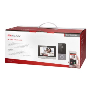 Domofoni (namruņi) | Durvju zvani // Video/Audio namrunis // HIKVISION DS-KIS603 zestaw wideodomofonowy jednorodzinny PoE z monitorem dotykowym 7", z czytnikiem zbliżeniowym, kamerą Full HD i sterowaniem z aplikacji, IP65