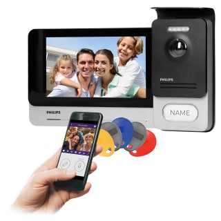 Domofoni (namruņi) | Durvju zvani // Video/Audio namrunis // Philips WelcomeEye Connect 2, Zestaw wideodomofonowy, bezsłuchawkowy, kolor, LCD 7", dotykowy, menu OSD, WI-FI + APP na telefon, sterowanie bramą, RFID