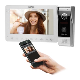Video-Fonolukod  | Door Bels // Video-Fonolukod HD // Zestaw wideo domofonowy, bezsłuchawkowy, kolor, LCD 7", menu OSD, WI-FI + APP na telefon, sterowanie bramą, biały, VIFAR