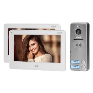 Doorpfones | Door Bels // Video doorphones HD // Zestaw wideodomofonowy 2-rodzinny, bezsłuchawkowy kolor, LCD 7", dotykowy, menu OSD, pamięć, gniazdo na kartę SD, DVR, sterowanie bramą, biały, FELIS MEMO MULTI2