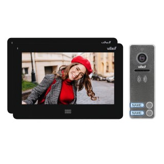 VIDEO-OVIPUHELIN  | Door Bels // VIDEO-OVIPUHELIN HD // Zestaw wideodomofonowy 2-rodzinny, bezsłuchawkowy kolor, LCD 7", dotykowy, menu OSD, pamięć, gniazdo na kartę SD, DVR, sterowanie bramą, czarny, FELIS MEMO MULTI2