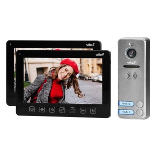 VIDEO-OVIPUHELIN  | Door Bels // VIDEO-OVIPUHELIN HD // Zestaw wideodomofonowy 2-rodzinny, bezsłuchawkowy, kolor,  LCD 7", menu OSD, sterowanie bramą, czarny NOVEO MULTI2