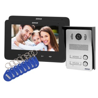 Doorpfones | Door Bels // Video doorphones HD // Zestaw wideodomofonowy 2-rodzinny bezsłuchawkowy, kolor,  LCD 7", z czytnikiem breloków zbliżeniowych, interkom, natynkowy, INDI MULTI N