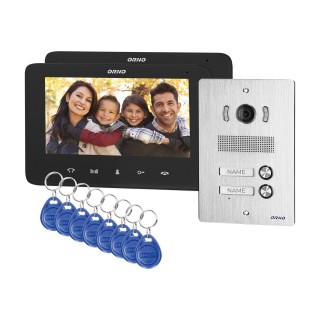 Doorpfones | Door Bels // Video doorphones HD // Zestaw wideodomofonowy 2-rodzinny bezsłuchawkowy, kolor,  LCD 7", z czytnikiem breloków zbliżeniowych, interkom, podtynkowy, INDI MULTI P