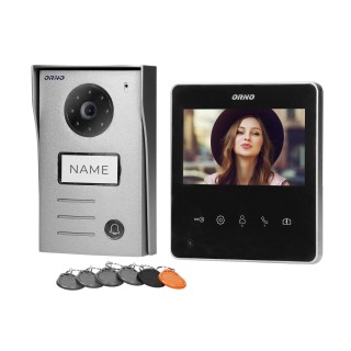 Video-Fonolukod  | Door Bels // Video-Fonolukod HD // Zestaw wideodomofonowy 2-żyłowy bezsłuchawkowy, kolor, 4,3" LCD,  z czytnikiem breloków zbliżeniowych, czarny, NAOS RFID