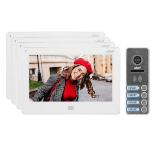VIDEO-OVIPUHELIN  | Door Bels // VIDEO-OVIPUHELIN HD // Zestaw wideodomofonowy 4-rodzinny, bezsłuchawkowy kolor, LCD 7", dotykowy, menu OSD, pamięć, gniazdo na kartę SD, DVR, sterowanie bramą, biały, FELIS MEMO MULTI4